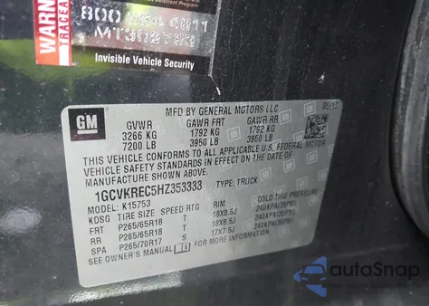 2017 Chevrolet Silverado 1500 2Lt z USA, uszkodzony, nr VIN 1GCVKREC5HZ353333